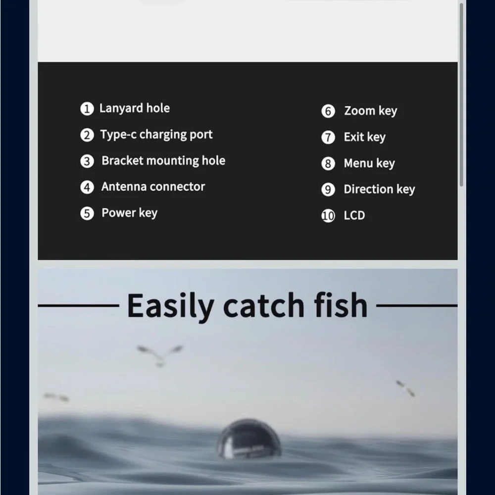 Handheld Fish Finder Portable Fishing Kayak Fishfinder Fish Depth Finder